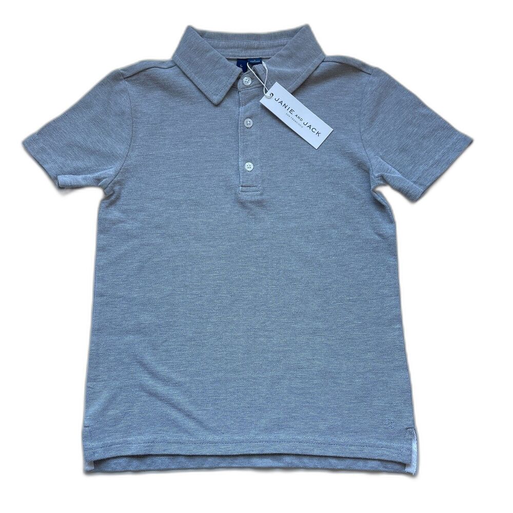 Janie and Jack Classic Pique Polo Shirt Gray Heather Size 6